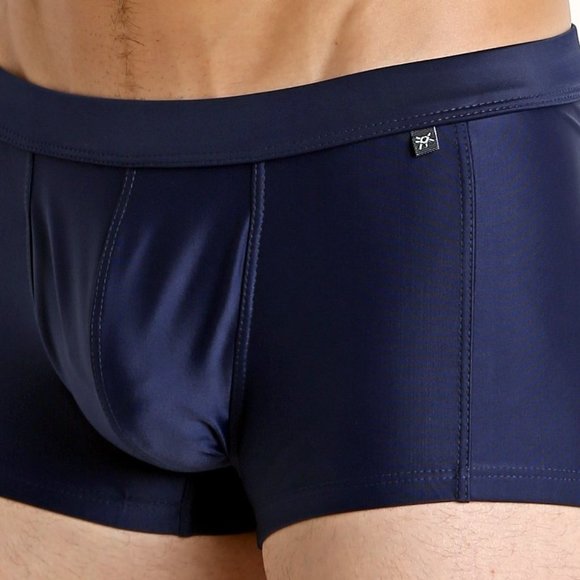 Tulio Men's Men's Square Cut Swim Trunk, w C-Ring Pouch, Navy, Nylon, XL (34-38) - Picture 11 of 14